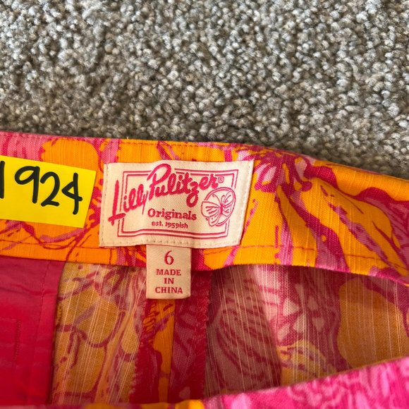 Vintage Lilly Pulitzer capri pants womens 6 pink orange elephant tropical y2k - Picture 10 of 16